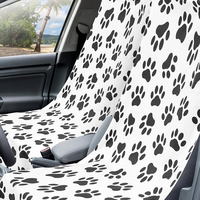 Car Seat Towel Covers with Storage Bag, 63 x 32 Inch Universal Non Slip Waterproof Sweat Protector for Car Truck, Gym Swimming Running, Machine Washable(2 Pack,Dog Footprints)