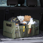 Car Trunk Organizer, Car Organizers and Storage Collapsible Multi Compartment Container Box, Adjustable Car Accessories for SUV Sedan Truck, Standard Size, Green