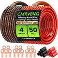 4 Gauge Battery Cable CCA Wire Kit, 50FT Each Red Black with Terminals Heat Shrink Tubes Low Voltage Primary Automotive Power Ground Cable for Car Audio Amp Subwoofer RV Wiring