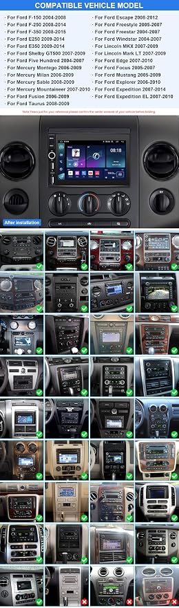 Car Stereo for Lincoln MKX 2007-2009, 7 Inch Android 15 GPS Head Unit, 4GB+64GB, Wireless CarPlay & Android Auto, Bluetooth 5.0, WiFi, FM/RDS Radio, SWC, Mirror Link, AHD Backup Camera Support