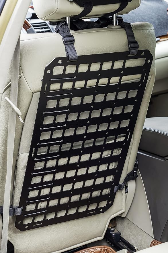 Rigid MOLLE Panel for Vehicle Seat Back Organizer Aluminum Alloy Plate for Auto Modular Storage Patrol Car Tactical Gear EDC Pouch Holder Holster Bag Rack Mount Platform