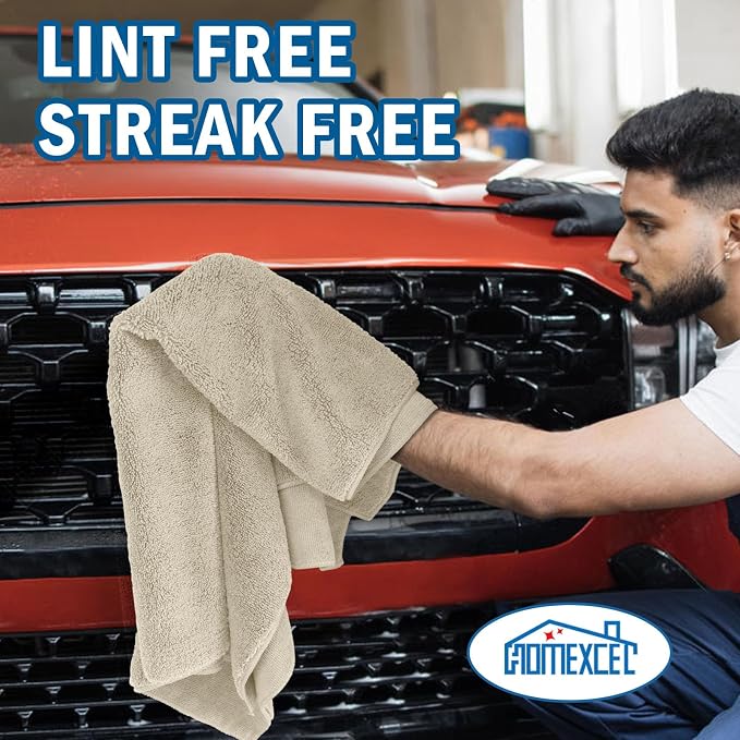 Professional Large Microfiber Car Drying Towels 2 Pack, Lint Free, Scratch Free, Highly Absorbent Drying Towel for Cars, SUVs, RVs, Trucks, and Boats,31" x 24",Brown