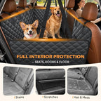 Waterproof Hard Bottom Back Seat Extender for Dogs XL, Truck SUV Cover | Honeycomb board holds 500lbs, non-slip dog hammock for truck SUV back seat. For large dogs, fits most trucks & full-size SUV