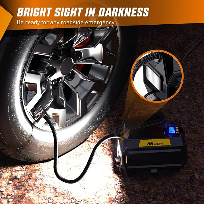 Tire Inflator Air Compressor Portable Air Pump for 12V DC Car Tires with Digital Pressure Gauge 150PSI Auto Tire Pump with LED Light for Cars ATVs Bicycles, 2 Years Warranty, 50066A