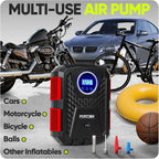 Tire Inflator Portable Air Compressor, Air Pump for Car Tires and Bikes, Car Tire Pump w/Auto Shut Off, 150 PSI, 12V DC, LED Light, Carrying Case, for Men, Women