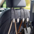 Car Seat Headrest Hooks for Purses & Shopping Bags, 2 Pack Suede Car Purse Hook, Double Hooks Secure Bags While Driving, Elegant & Durable, Simple to Install, Fits Handbags, Grocery Bags, Bottles.