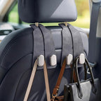 Car Seat Headrest Hooks for Purses & Shopping Bags, 2 Pack Suede Car Purse Hook, Double Hooks Secure Bags While Driving, Elegant & Durable, Simple to Install, Fits Handbags, Grocery Bags, Bottles.