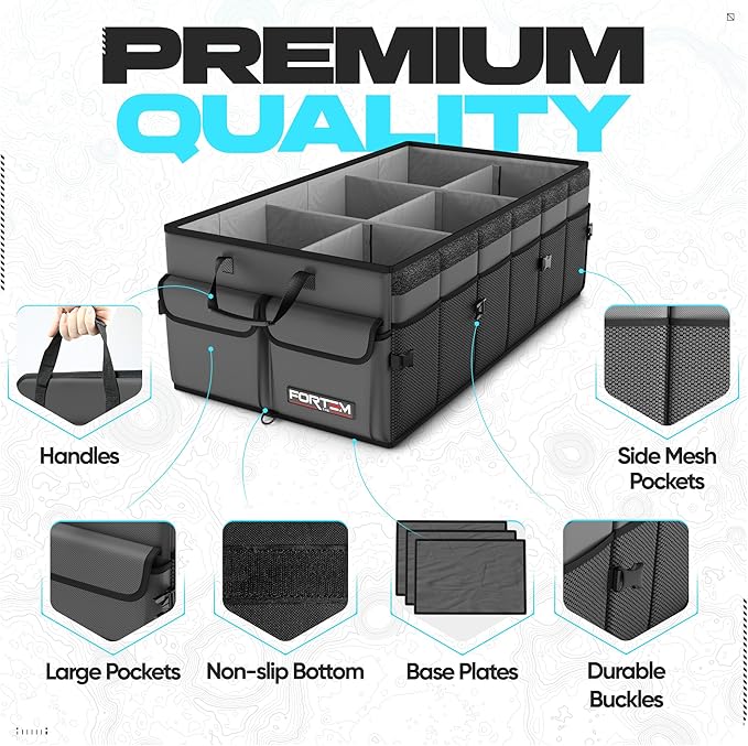 Trunk Organizer For SUV Car Trunk Organizer, Foldable Storage, Car Accessories for Women Men, Collapsible Bag, 600D Oxford, Non Slip Bottom, Straps, Soft Cover (85L)