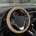Genuine Beige Leather Steering Wheel Cover for Car, Small 13.5-14 inch – Ergonomic Comfort Grip for Men & Women, Car Steering Wheel Cover for Vehicles with Small Steering Wheel