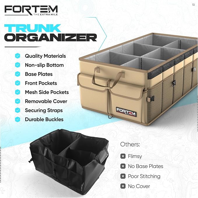 Trunk Organizer For SUV Car Trunk Organizer, Foldable Storage, Car Accessories for Women Men, Collapsible Bag, 600D Oxford, Non Slip Bottom, Straps, Soft Cover (85L)
