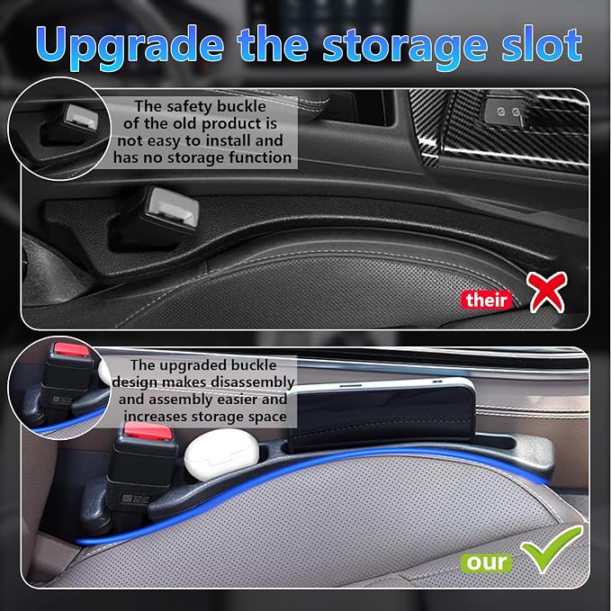 【Compatible with Chevy Equinox】 Seat Gap Filler,No Drop Seat Guard Compatible with Chevy Equinox,Drop Seat Guards for Cars(2Pcs),Emergency Keychain Car Escape Tool(2Pcs)