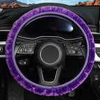Purple Elastic Fuzzy Steering Wheel Cover, Microfiber Plush Steering Wheel Cover for Woman Girl,Winter Warm, Universal 15 inch