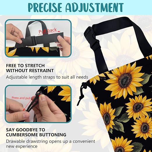 Car Garbage Bag Retro Yellow Sunflowers Hanging Canvas Car Trash Bag Drawstring Car Back Seat Organizer for Car Back Front Seat Console with Adjustable Buckle