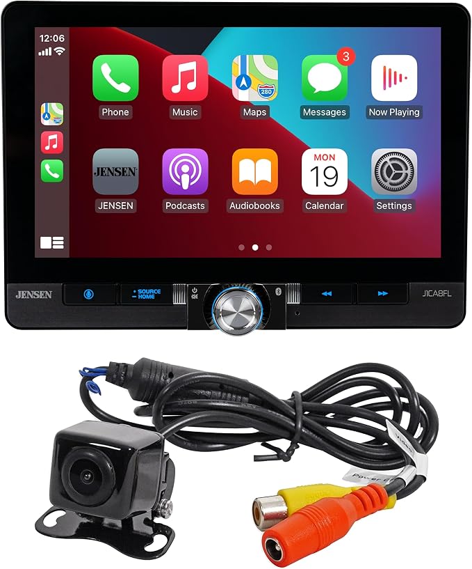 J1CA8FL-BUC 8" Wireless Apple CarPlay Android Auto with Camera | Backup camera included, fits single or double DIN, wired or wireless Certified Apple CarPlay, Android Auto, Bluetooth, USB