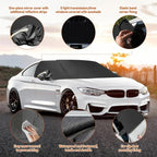 Windshield Window Snow Cover with 2 Hooks and 2 Mirror Covers Ice and Snow Front Window Sunshade Cover Fit for SUVs, Trucks, Cars (Black-Sedans)