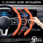 2pcs Car Steering Wheel Cover,Anti-Skid Carbon Fiber Steering Wheel Protector for Men Women,Multiple Color Options,Universal for Most Car Interiors Accessories (Orange)