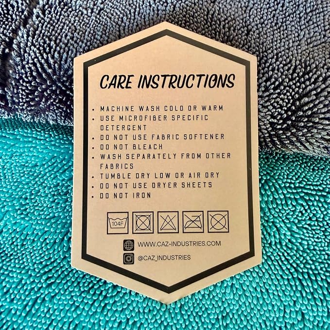 Microfiber Drying Towels (2-Pack) – 1400 GSM Twisted Loop, 16"×24" – Ultra Absorbent, Streak-Free, Scratch-Free Car Drying Towels for Detailing