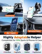 Dash Mounted Holders Phone Holders for Your Car Phone Mount for Car Windshield Dashboard Air Vent Universal Desk Mounts Hands Free Automobile Cell Phone Holder Fit for iPhone Smartphone