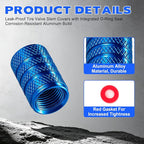 12PCS Tire Valve Stem Caps, Car Exterior Accessories, Aluminum Alloy Valve Cover Universal for Cars, Trucks, Motorcycles and Bicycles (Blue)