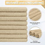 Beige Microfiber Cleaning Cloth -Pack of 8, Highly Absorbent Cleaning Rags, 16"X12" All Purpose Cleaning Towels for Housekeeping, Kitchen, Car, Lint Free and Reusable Microfiber Towels