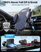 Car Phone Holder Mount (Strong Suction&Bumpy Road Stable) Phone Holders for Your Car, Cell Phone Car Mount for Windshield Dash Vent Truck Cradle Stand for iPhone 17 16 15 14 Pro Max, Blue