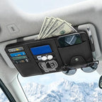 Car Sun Visor Organizer, Truck Visor Organizer, Leather Multi-Pocket Auto Visor Storage Pocket Pouch Holder with Zipper, Auto Accessories Storage Bag for Driving License Card Pen (Black)