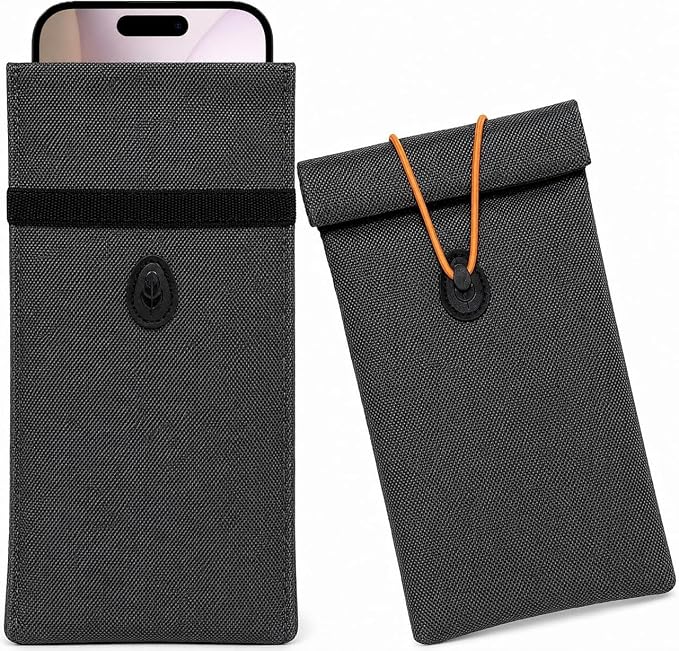 Faraday Bags for Phones and Car Keys, 2-Pack Go Dark Bags Signal Blocking Pouch for Privacy Protection, Blocks GPS WiFi Bluetooth RFID NFC, Fits Most Smartphones Gray
