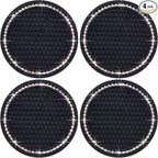 4PCS Bling Cup Holder Coaster, 2.75 Inch Auto Car Cup Holder Insert Coasters, Soft Silicone Anti-Slip Shockproof, Universal Vehicle Interior Accessories for Women Girls (Black & Colorful)