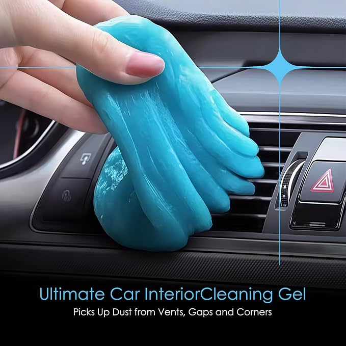 Car Cleaning Gel Putty | Reusable Dust Cleaning Slime for Air Vents, Dashboard, Cup Holders, Keyboard & AC Vent Cleaner | Non-Sticky No Residue Gel (Blueberry Fresh Scent)