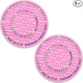 2PCS Bling Crystal Rhinestone Cup Coaster Insert, 2.75 inch Soft Silicone Anti-Slip Shockproof, Car Drink Holder Coaster, Universal Car Interior Accessories for Women (Pink & Colorful)