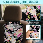 Car Trash Bag Watercolor Pink Flowers Leak-Proof Waterproof Car Garbage Bag with Drawstring Foldable Canvas Trash Bin with Adjustable Buckle for Car Accessories, Travelling, Camping