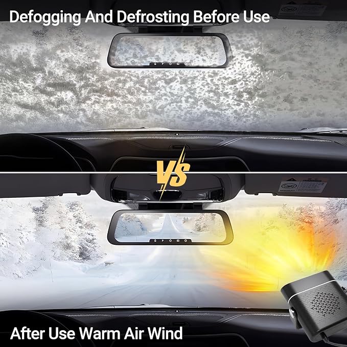 Car Heater, 200W Vehicles Heaters Auto Part 12V Portable Car Heaters That Plugs Into Cigarette Lighter, Vehicle Defroster Windshield Demister, Auto Defogger With 360° Rotatable for All 12 Volt Cars
