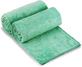 Large Bath Towels Set, 2 Pack, 30" x 60", Microfiber Body Towels for Adult, Oversized, Soft, Absorbent, Fast Drying for Shower Sauna Yoga Swimming Sport Fitness Gym Pool (Green-Floral Embossed)