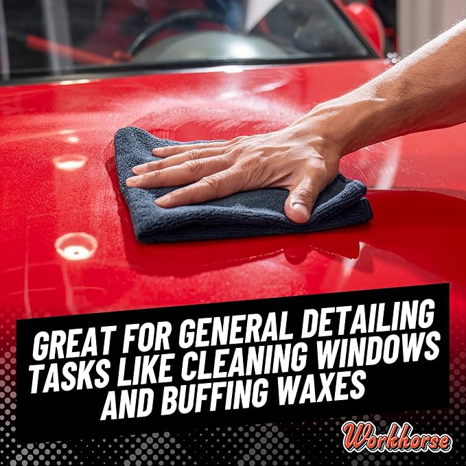 Workhorse Professional Grade Microfiber Towels for Cars - Black 16x16 Inch Microfiber Cleaning Cloths for Home & Pet Drying, Soft & Scratch-Free, Drying & Cleaning, 3 Count (Pack of 2)
