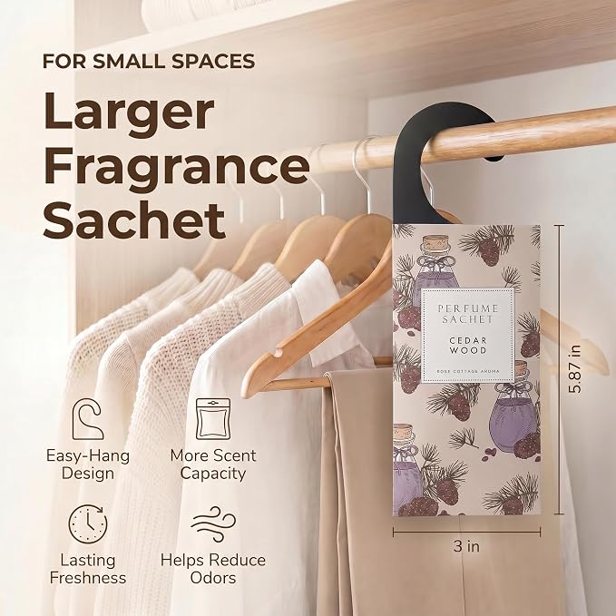 Large 12 Packs Cedar Wood Hanging Closet Deodorizer Air Freshener Long Lasting Scented Sachets Smell Goods for House