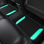 Faux Leather Steering Wheel Cover and Waterproof Car Floor Mats,Universal Car Combo Fit for 95% Sedan,SUV,Cars,14.5-15inch Sporty Anti-Slip Safety Comfortable Design(Black＆Mint)