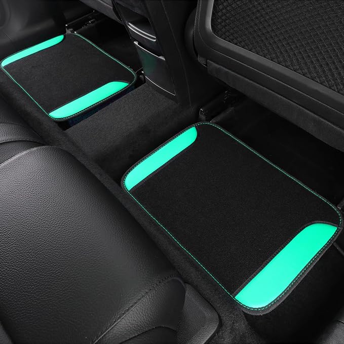 Faux Leather Steering Wheel Cover and Waterproof Car Floor Mats,Universal Car Combo Fit for 95% Sedan,SUV,Cars,14.5-15inch Sporty Anti-Slip Safety Comfortable Design(Black＆Mint)