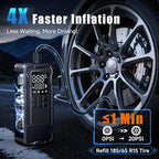 Tire Inflator Portable Air Compressor, 150 PSI Cordless Air Pump for Car Tires with Digital Pressure Gauge, Auto-Shutoff, LED Light, 12V Rechargeable Battery for Motorcycle, Bike, Ball, Inflatables