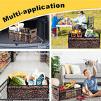 Car Trunk Organizers and Storage Collapsible Multi Compartment Container Box, Adjustable Car Accessories for SUV Sedan Truck, Large Size, Leopard Print