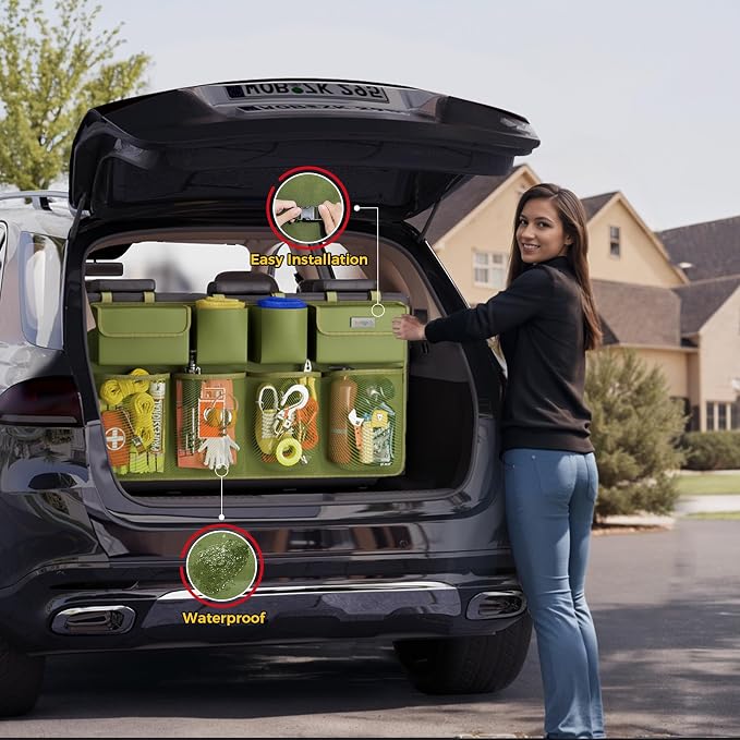 Car Trunk Organizer, LARGE CAPACITY(43 x 19 in) Car Storage Bag with 8 Pockets, 7X Upgraded Trunk Storage Organizer for Car, SUV, Truck, MPV