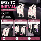 Car Seat Back Storage Hook, Funny Car Purse Hook, Cute Vehicle Storage Organizer for Purses Handbags Pink Star Bowtie