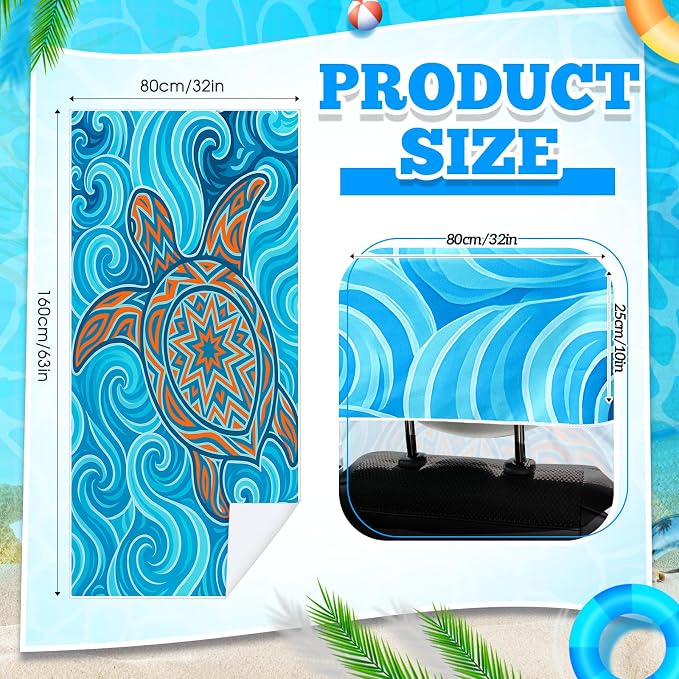 Car Seat Towel Covers with Storage Bag, 63 x 32 Inch Universal Non Slip Waterproof Sweat Protector for Car Truck, Gym Swimming Running, Machine Washable(2 Pack,Colorful Sea Turtle)