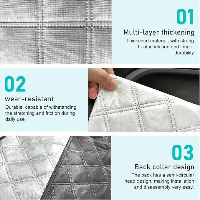 1 PC Car Steering Wheel Sun Shade, Aluminum Foil Anti-Scalding Steering Wheel Protector, Slip-On Thickened Driving Handle Heat Shield Cover, Universal for Most Cars SUVs Trucks (Silver)