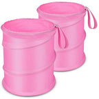 Car Trash Can, 2 Packs Mini Car Garbage Can, Collapsible Trash Bin | Pop-Up Trash Can for Car Front Back Seat, Portable Car Trash Bag Hanging for Vehicle SUV Rv Truck Accessories Interior, Pink
