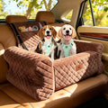 Dog Car Seat for Medium/Large Dogs up to 60 lbs, Memory Foam Dog Booster Seat with Thick Cushion, Pet Car Seat for Back with Detachable Washable Cover, Storage Pockets for SUV, Pick Up, Trunk, Brown