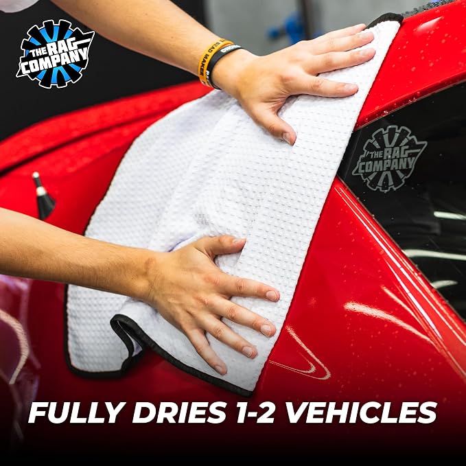 Dry Me A River, Professional Korean 70/30 Blend Microfiber Waffle-Weave Drying & Detailing Towels, Soft Suede Edges, 390 GSM, 20x40 Inches, White, 2-Pack