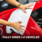 Dry Me A River, Professional Korean 70/30 Blend Microfiber Waffle-Weave Drying & Detailing Towels, Soft Suede Edges, 390 GSM, 20x40 Inches, White, 2-Pack