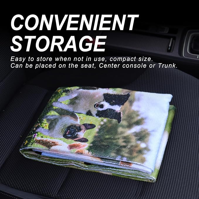 Car Seat Cover Protector Front Seats,for Gym Workout,Running,Swimming,Beach and Hiking,Waterproof Sweat Towel Bucket Seat Covers for Cars SUV Trucks (Dog Print, 1Pcs)
