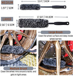 Refined Long Handle Car Wheel Brush Arsenal, Soft Wheel and Rim Brush,Tire Brush, Bendable & Durable Car Wheel Rim Cleaner Brush Set for Cleaning Wheel and Tire, Large, Grey & Black