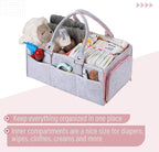 Mr. Pen- Baby Diaper Caddy Organizer, Gray, Pink Inside | Nursery Storage Bin and Car Organizer for Diapers and Baby Wipes